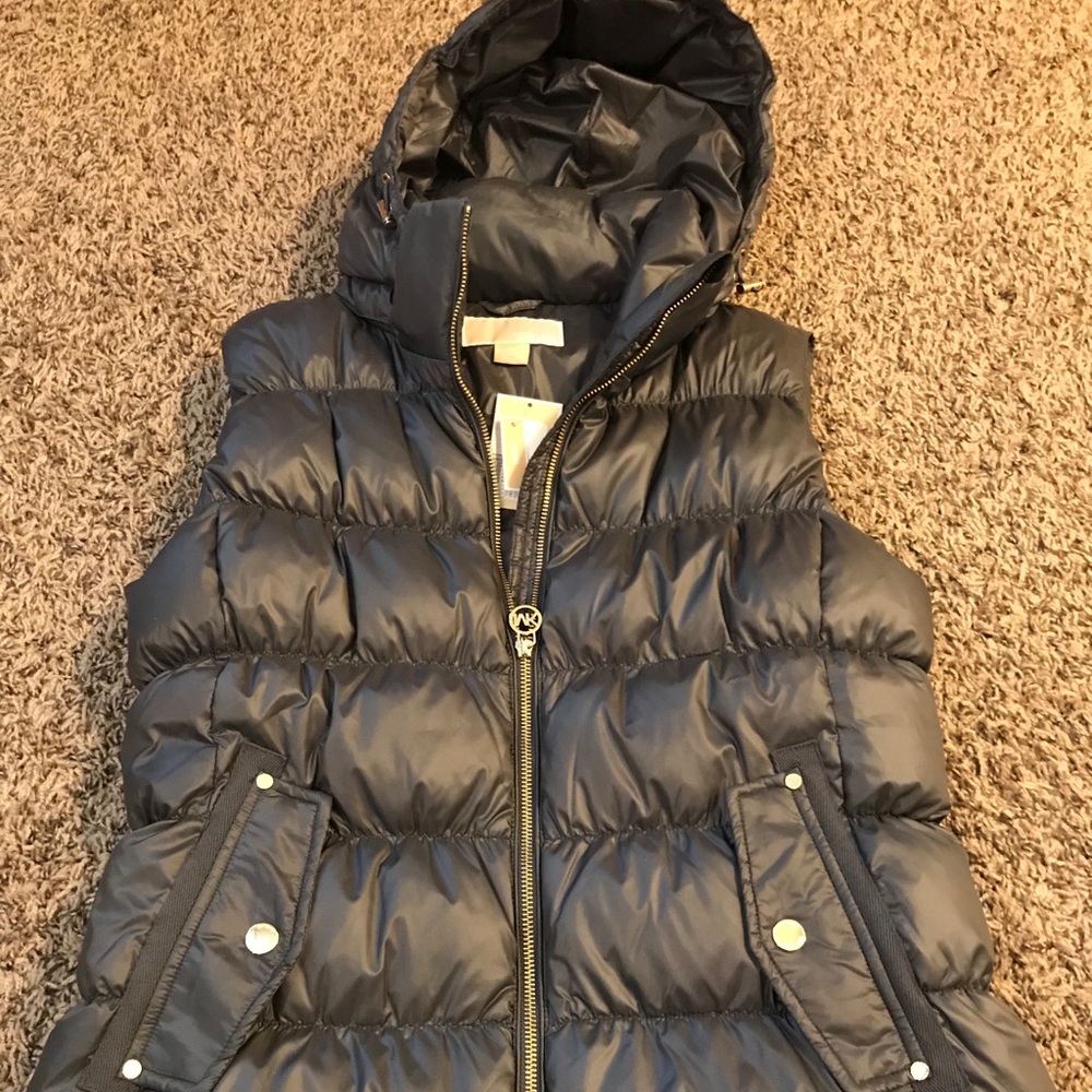 New MICHAEL KORS Down Puffer Vest Dark Grey  Sz M